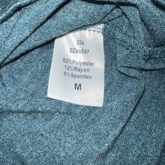 Modern Woman’s Automet Deep Jade Green Long Sleeve V-Neck Shirt with Lace Sleeve - Picture 6 of 8